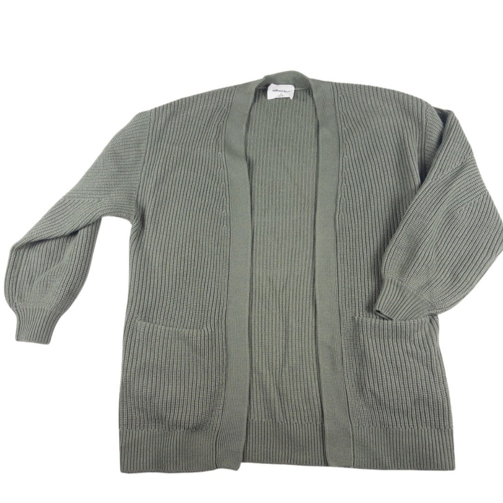 Aritzia Wilfred Free Cardigan Womens XS Green Merino Wool Unwind Fisherman Knit